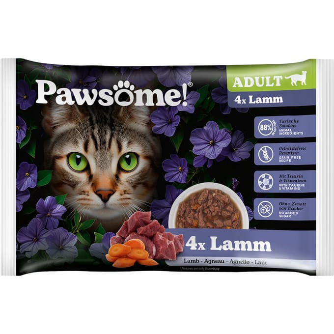 Pawsome Adult Kat 8 x 85 g - Lam