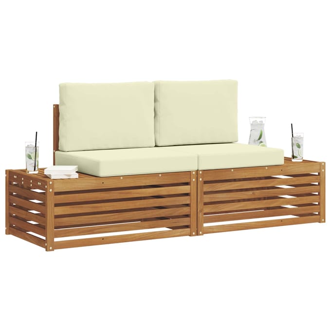 vidaXL - 2 - st - Buiten - bank - set - Massief - Acacia - Hout - en - Polyester
