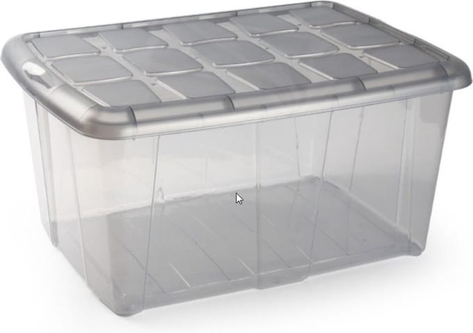 Plasticforte opslagbak organizers met deksel - transparant/grijs - 60 liter - kunststof