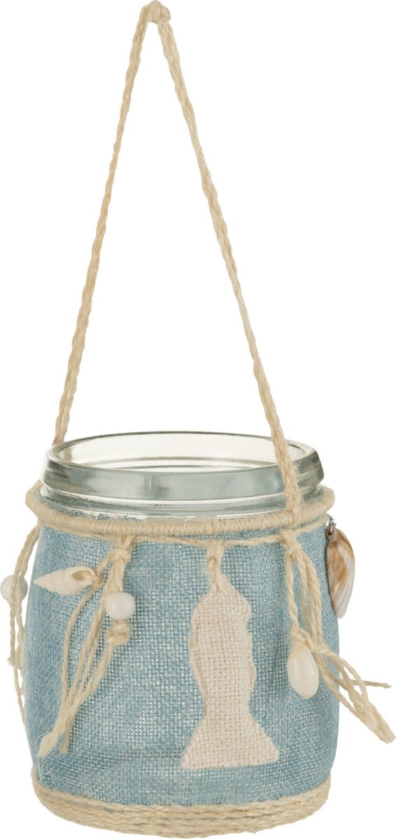 J-Line kaarshouder Zee - glas - blauw/wit