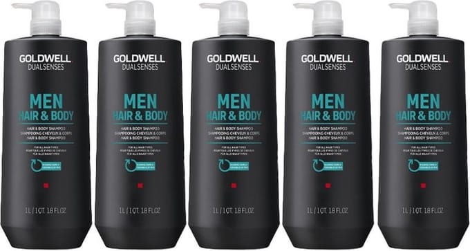 5x Goldwell Dualsenses Men Hair & Body Shampoo 1000ml