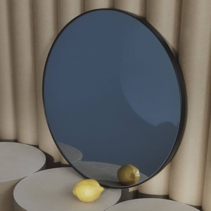 AYTM Spiegel Circum, grijs/zwart, Ø 70 cm, glas, MDF-hout