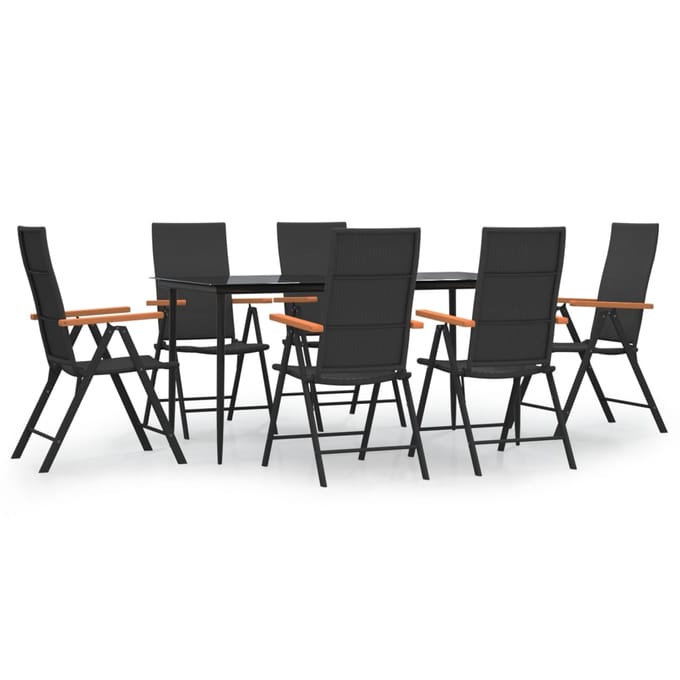 vidaXL - 7-delige - Tuinset - poly - rattan - zwart - en - bruin
