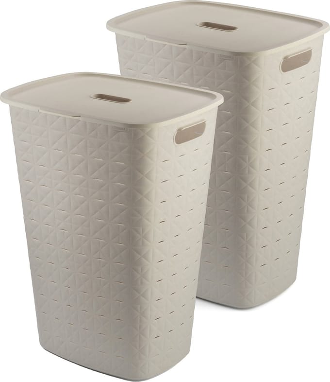 Curver Softex Wasmand met Deksel 56L - 2 stuks - Beige