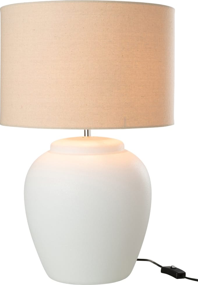 J-Line lamp Meli + kap - keramiek/linnen - wit - large