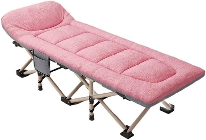 Opklapbed - Kampeerbed Gastenbed - Kantoorrust Kamperen - Opvouwbaar Ontwerp - 165 x 65 cm - Roze