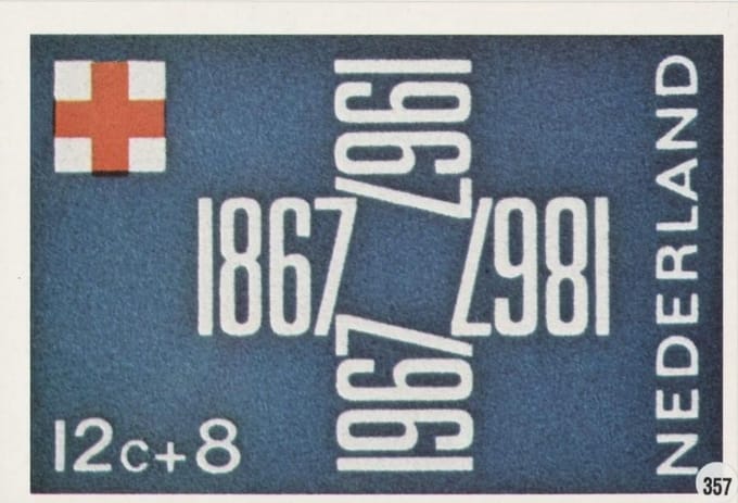 Briefkaart met afbeelding Rode Kruis embleem postzegel