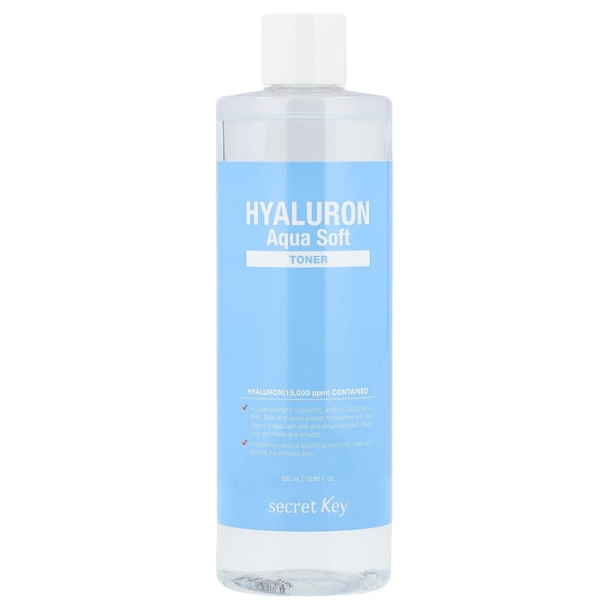 Secret Key, Tonique doux à l'acide hyaluronique, 500 ml (16,9 fl oz) white