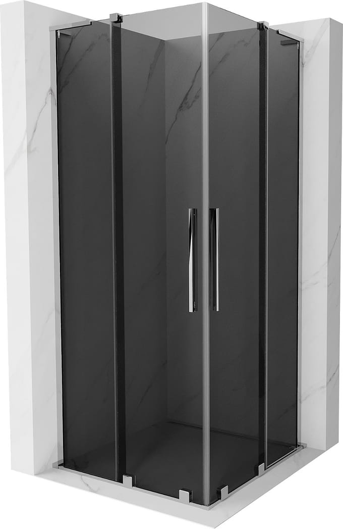Mexen Velar L Duo schuifdouchecabine 80 x 80 , grafiet, chroom - 871-080-080-02-43-01