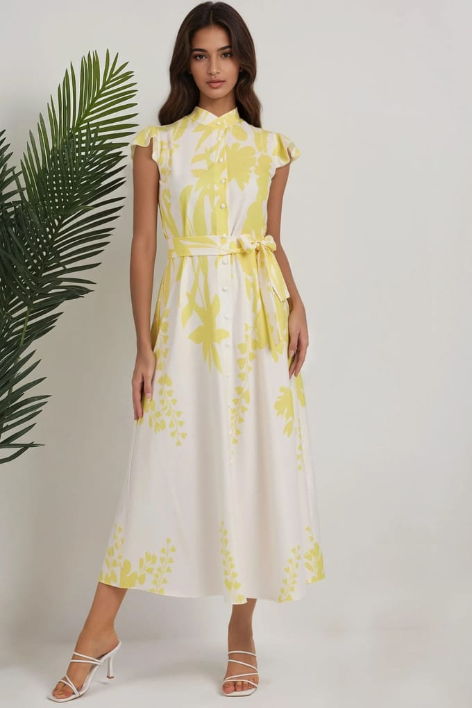 Floral Tippet Maxi Jurk