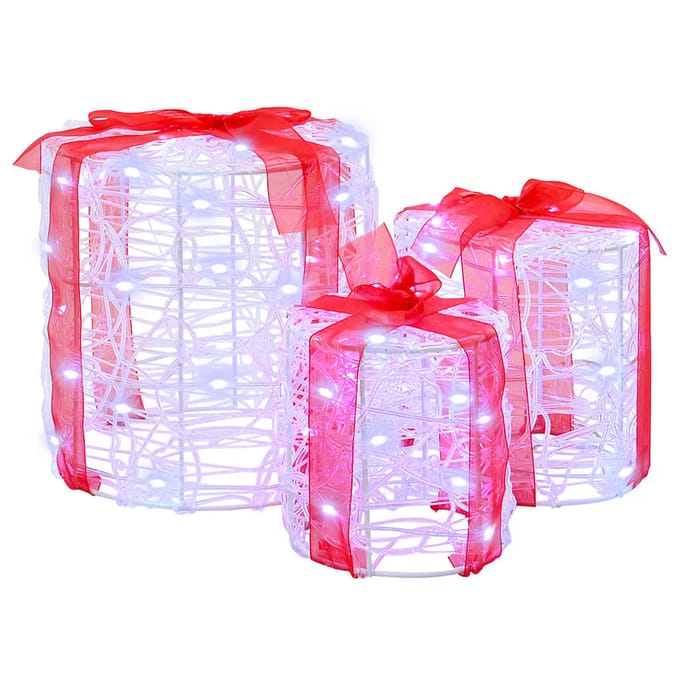 vidaXL - Geschenkdoos - Decoratie - 3 - st - Koudwit - 20 - x - 20 - x - 21 - cm - Acryl