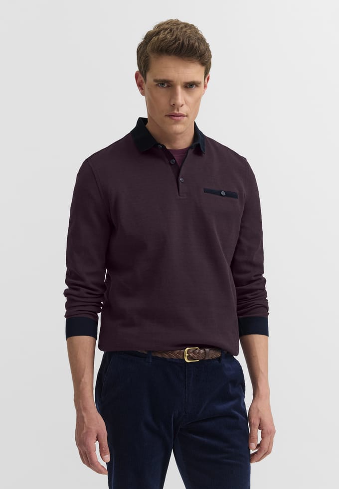Bugatti Herren Poloshirt met borstzak en contrasterende strepen