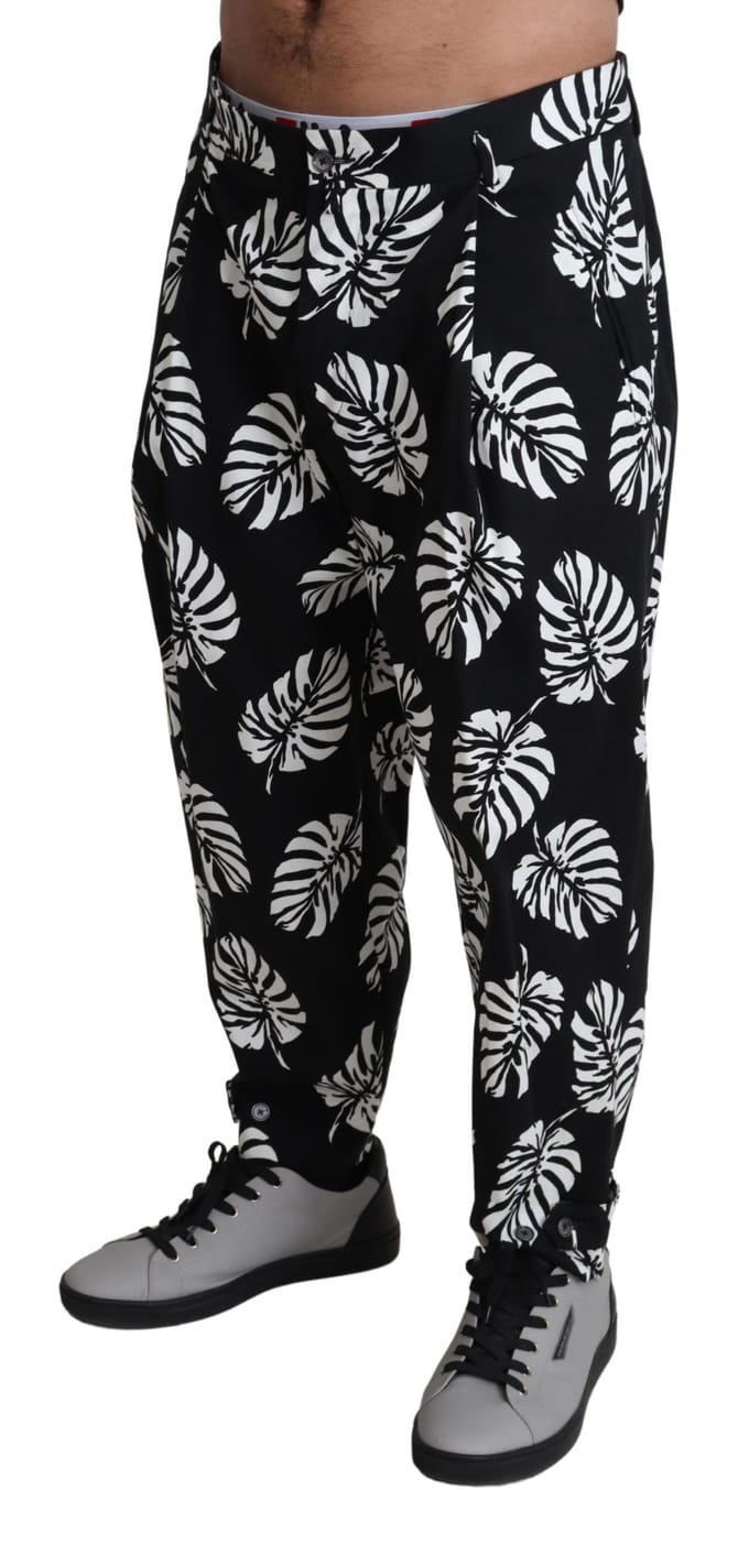 Casual Zijde Broek Tropisch Bladerenprint
