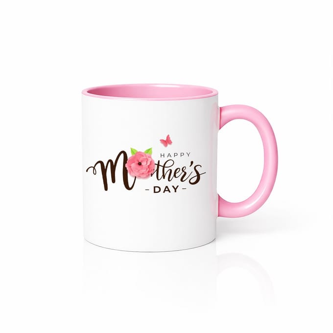 Moederdag Mok met Roze Accent en Bloemen Design - Cadeau voor Mama