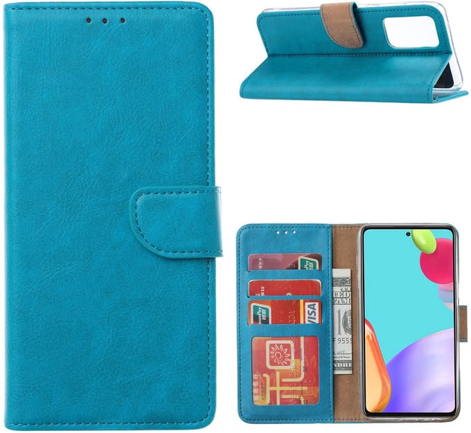 Hoesje Geschikt Voor Samsung Galaxy A52 hoesje Blauw - Hoesje Geschikt Voor Samsung Galaxy A52 5G bookcase met Pasjeshouder