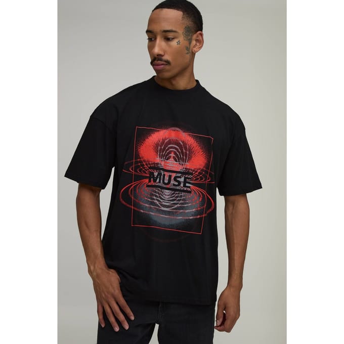 Oversized T-shirt Met Muse Licentie Print | Black | Size 5XL
