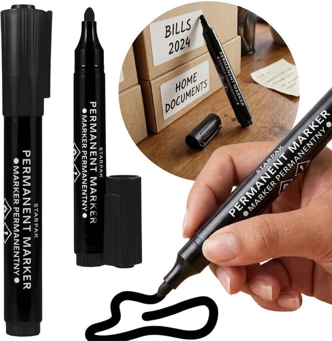 Zwarte permanente marker, waterbestendige, sneldrogende stift, niet uitwasbaar, 1 stuk