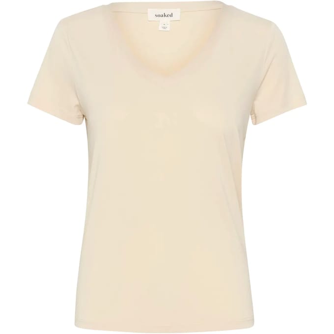 Dames-T-shirt met V-hals Soaked in Luxury Columbine