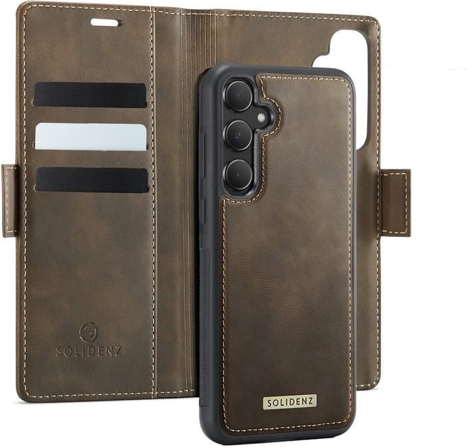 Solidenz Luxe 2-in-1 Wallet Hoesje geschikt voor Samsung Galaxy A36 - Magnetisch Afneembare Case - Bruin