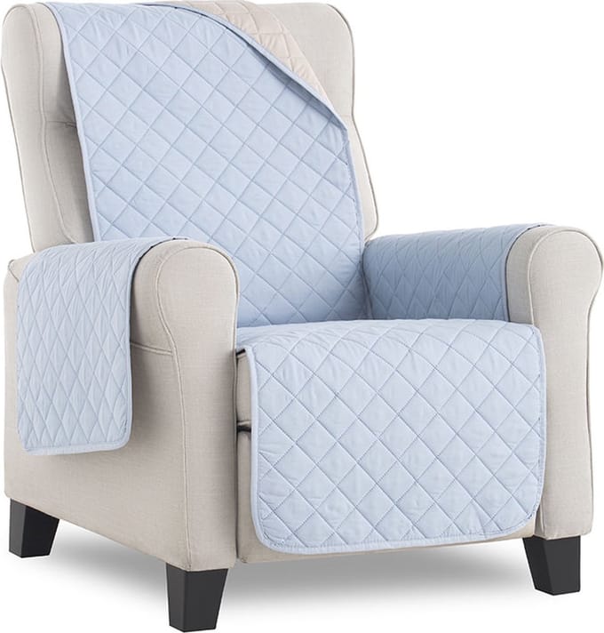 Duo quilt - Fauteuilbeschermer - 55cm breed - Lichtblauw - Twee kanten te gebruiken - OekoTex keurmerk