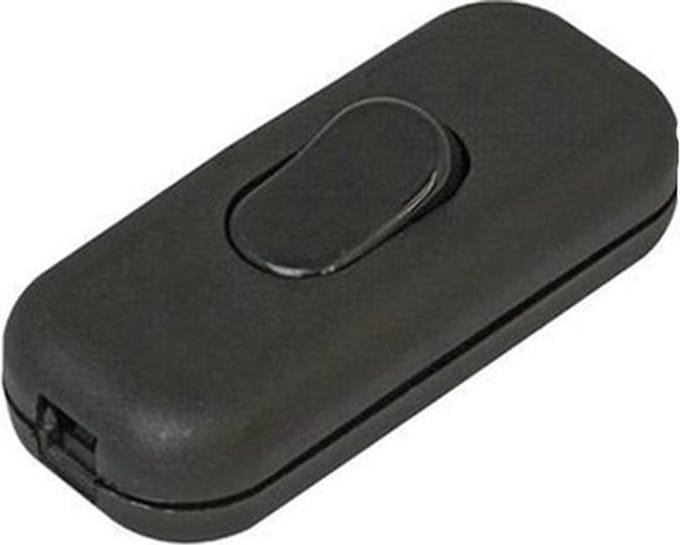 Orbit Electronic Snoerschakelaar - Aan of Uit - 6x2,5x2cm - 250V/2A - Zwart