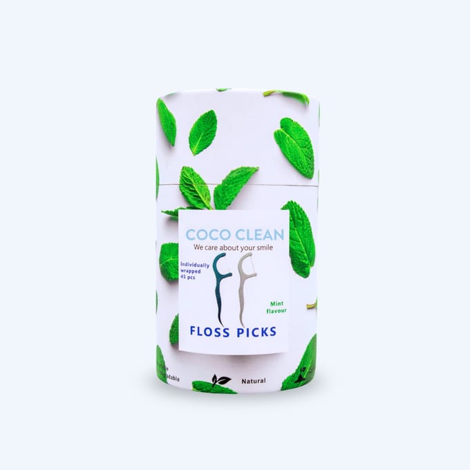 Coco Clean Mint Flosdraad – Biologisch Afbreekbare Floss Picks – Mint Smaak – 45 stuks – Parabeenvrij