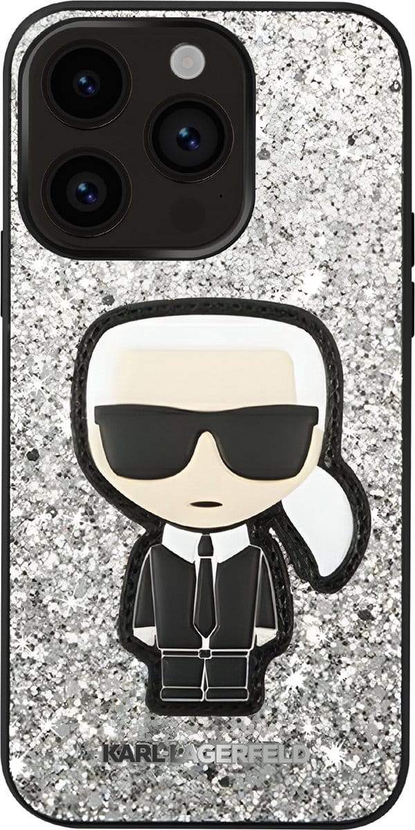 Karl Lagerfeld KLHCP14XGFKPG iPhone 14 Pro Max 6.7 "hardcase silver / silver Glitter Flakes Ikonik