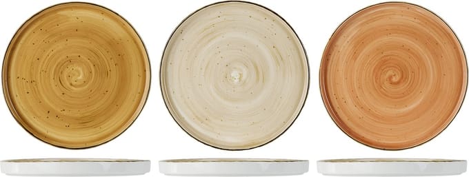 BRISBANE PLAT BORD D25,5CM 3ASS H2.5CM - ORANGE-BROWN-BEIGE - Set van 3