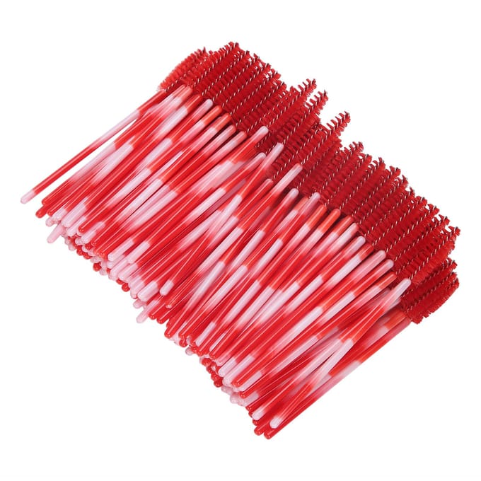 200 stuks Mascara Borsteltjes Applicator Wegwerp Wenkbrauw Borstel Set Wimper Extension Cosmetisch HulpmiddelHelder rood