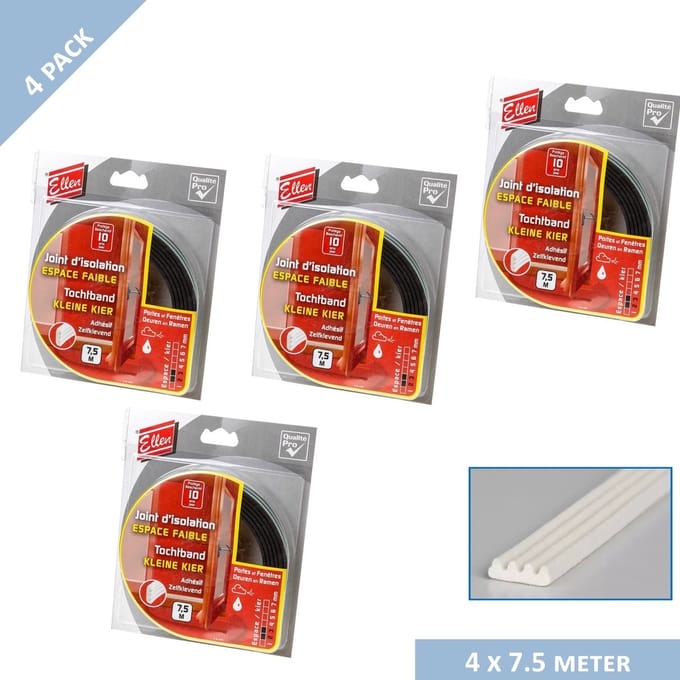 Ellen tochtband - K-profiel - 9 x 3 mm - 30 mtr - wit
