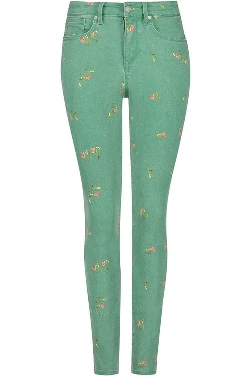 Ami Skinny Jeans Groen Twill | Native Floral Vanilla
