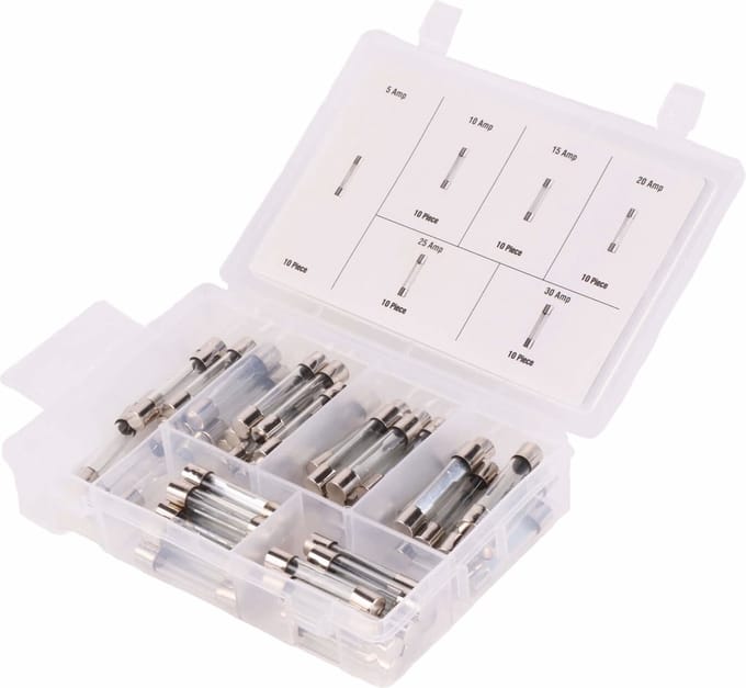 Benson 60-delige Glaszekeringen Set - 5 tot 30A - Assortiment box - Auto-elektronica