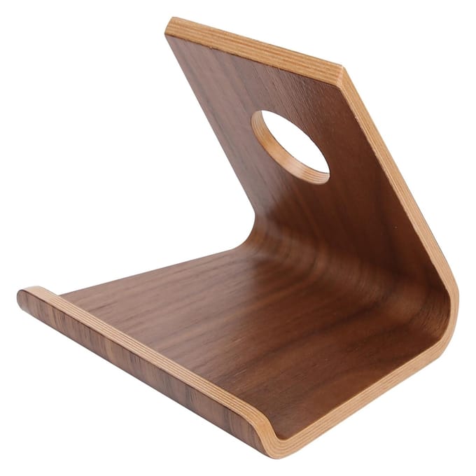 Support double face en bois marron pour tablette, PC, téléphone portable, iPad brown