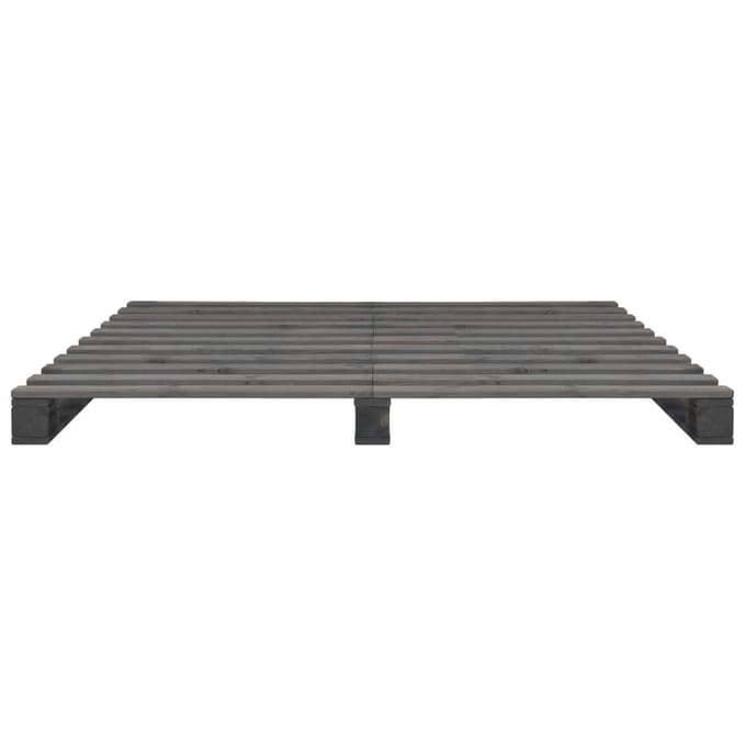 vidaXL - Bedframe - pallet - massief - grenenhout - grijs - 140x200 - cm