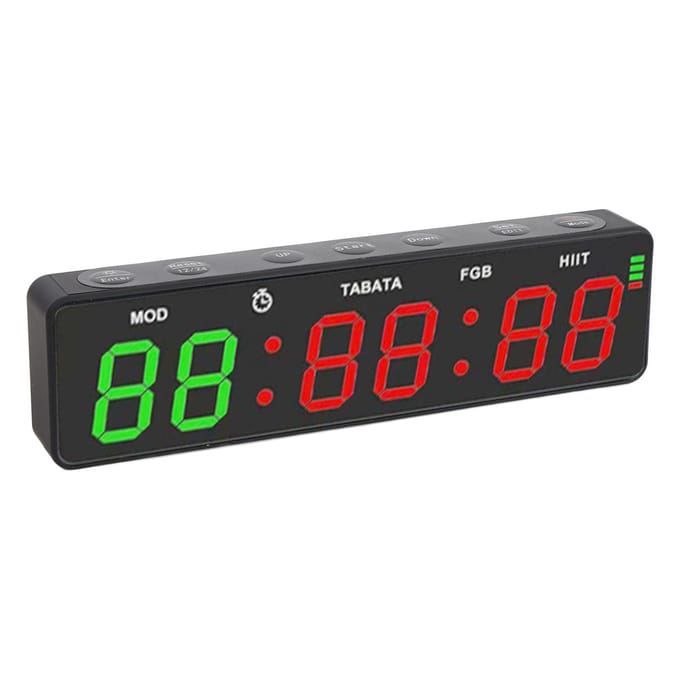 Draagbare Gym Timer Klok Magnetisch Oplaadbaar Workout Interval Fitness Digitale Timer met black