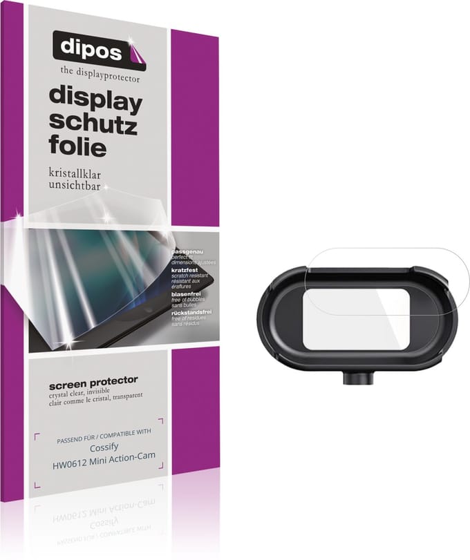 dipos – 4x Beschermfolie geschikt voor Cossify HW0612 Mini Action-Cam | Krasbestendige & heldere Screenprotector Ultra-Thin
