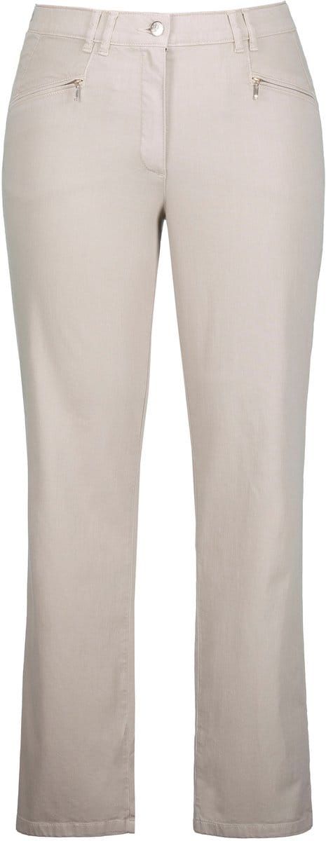 Ulla Popken - Dames - Zomerbroek Mony comfortabel licht ritszakken stretch - Cement - Maat 48