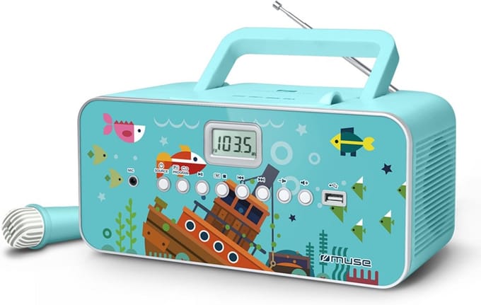 Draagbare CD-Speler met USB, Microfoon en Karaoke Functie - Blauw
