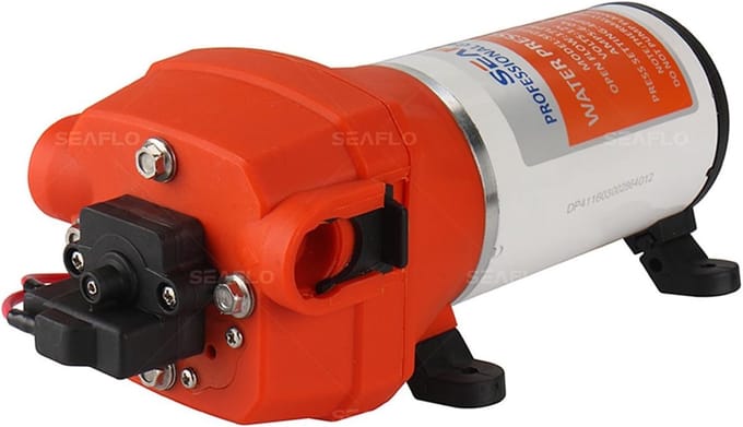 Waterdrukpomp - Membraanpomp - Watersystemen - Zelfaanzuigend droogloop - 12 Volt 17 L/min - Oranje