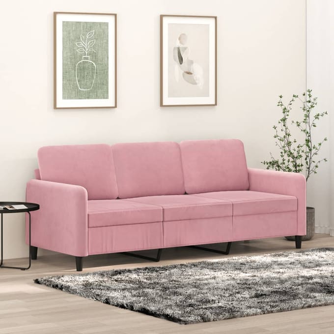 vidaXL - Driezitsbank - 180 - cm - fluweel - roze