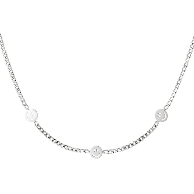 Ketting Smilies - Yehwang - Schakelketting - One size - Zilver