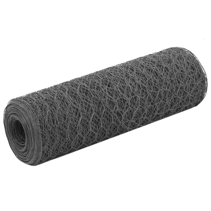 vidaXL - Kippengaas - 25x0,5 - m - staal - met - PVC - coating - grijs
