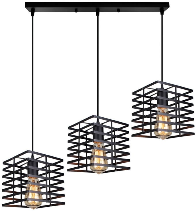 Hanglampen Slaapkamer Moderne 3 Kroonluchter E27 Binnen Plafondlamp Vierkant Zwart