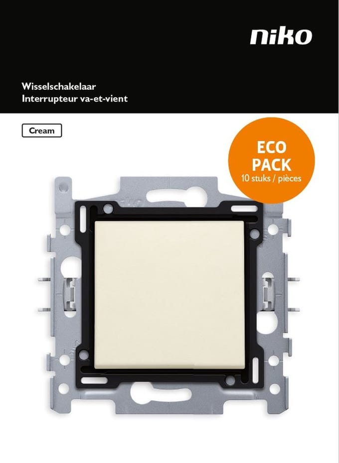 NIKO Original Cream inbouw wisselschakelaar - 10 STUKS IN PROMO PACK