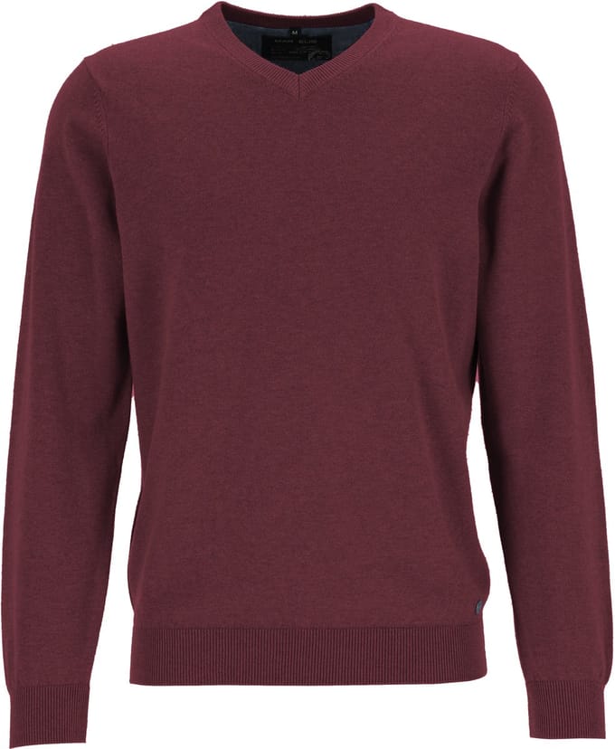 MARVELIS modern fit trui katoen - V-hals - aubergine