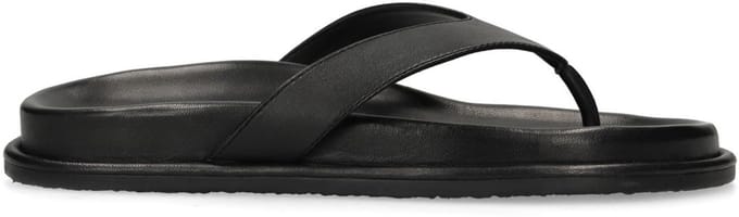 Sacha - Dames - Zwarte leren slippers - Maat 41