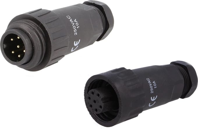 250V kabelverbinder - Male + Female - 7-aderig - IP67