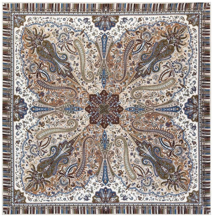 ROECKL sjaal Paisley Mirage 90x90 Multi Beige veelkleurig