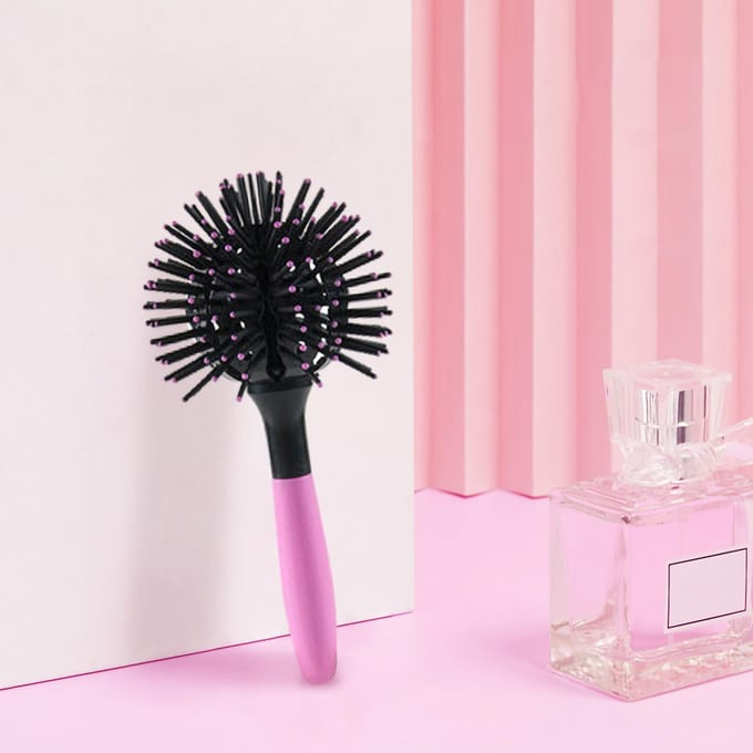3D Ronde Haarborstels Kam Gemakkelijk Ontwarren Hittebestendig 360 graden Bal Haarstyling Tools black