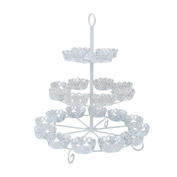Cupcakestandaard voor 24 cupcakes 3 laags Gebak Serveer Display Standaard IJzeren Dessert Drager Display white